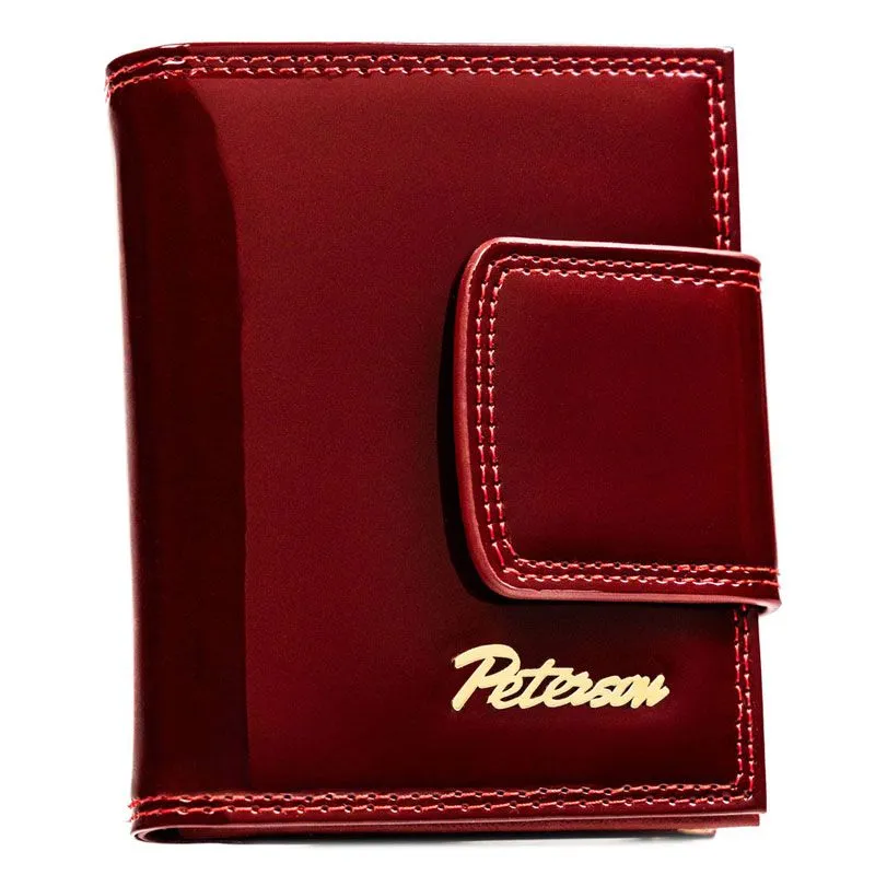 Peterson BC-42329 – czerwony portfel damski skórzany RFID, lakierowany mały, pionowy BC-42329