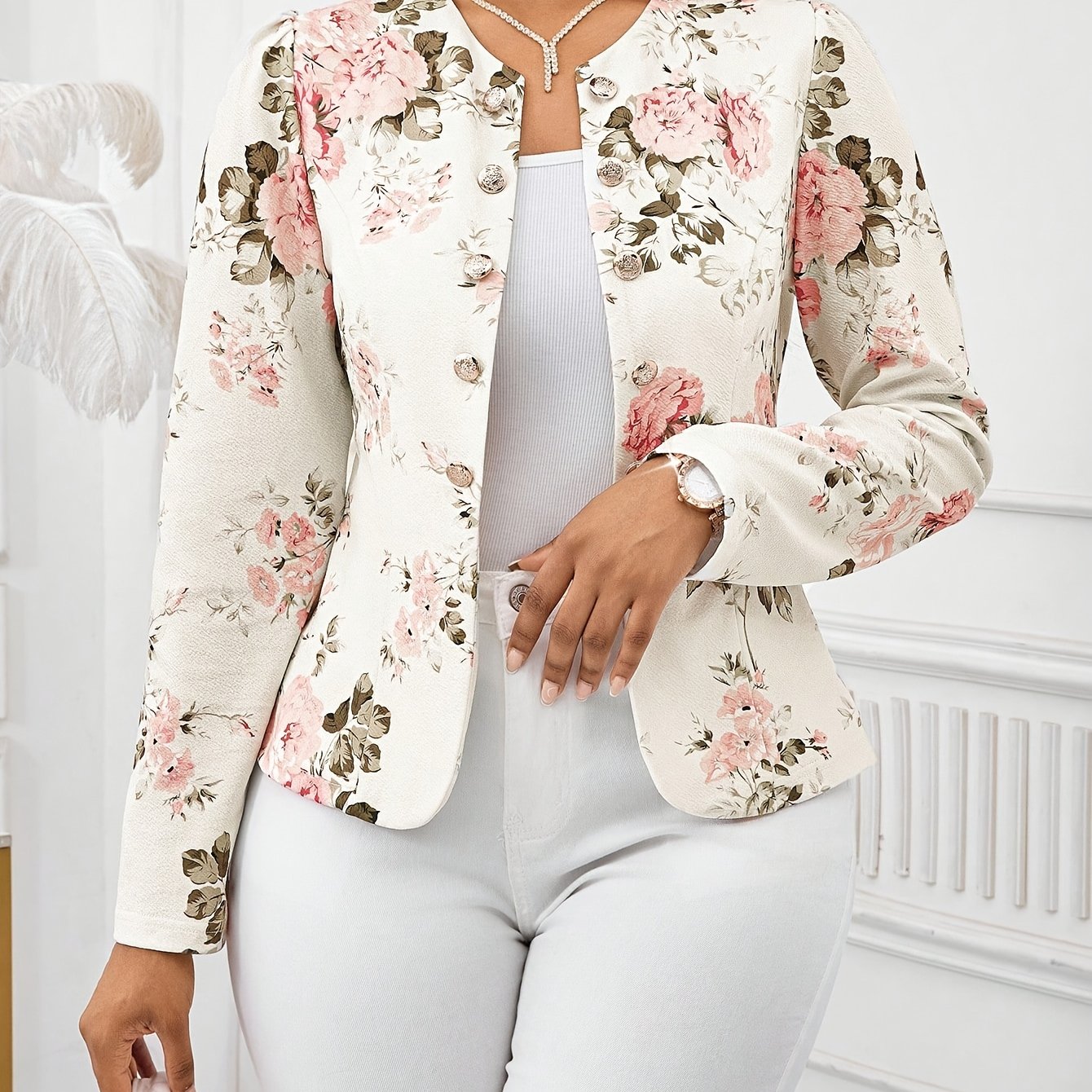 TEMU Lekka Damska Kurtka z Długim Rękawem na Cztery Pory Roku 2026, Elegancka i Romantyczna Codzienna Odzież Dojazdowa, Odzież Damska Casual, Odzież