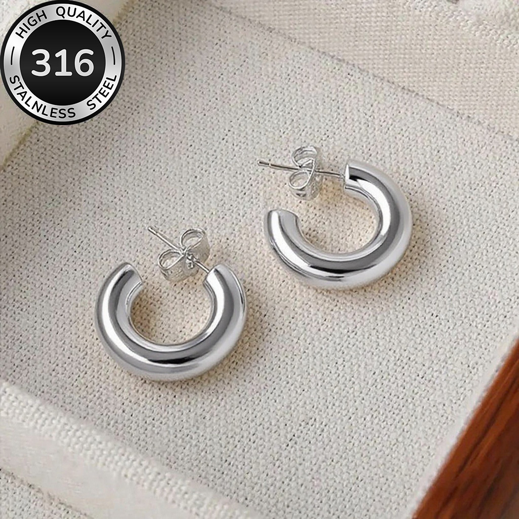 TEMU Kolczyki ze stali nierdzewnej 316, pozłacane 18-karatowym złotem, odporne na blaknięcie i hipoalergiczne, konstrukcja w kształcie litery C,