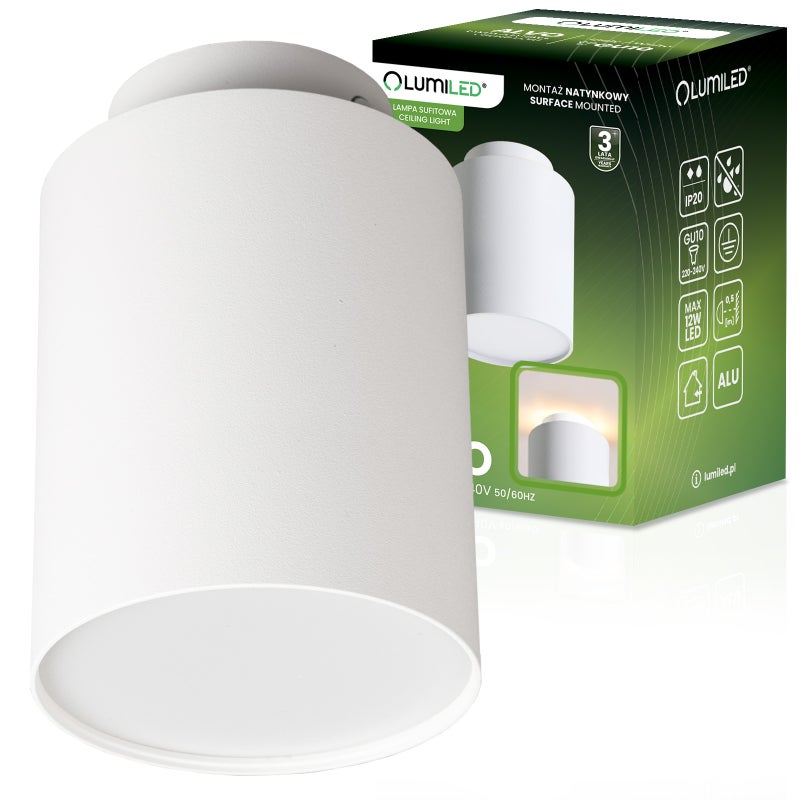 Oprawa Natynkowa Lumiled Halogenowa Spot Tuba GU10 Lampa Sufitowa Okrągła Biała 1 szt.
