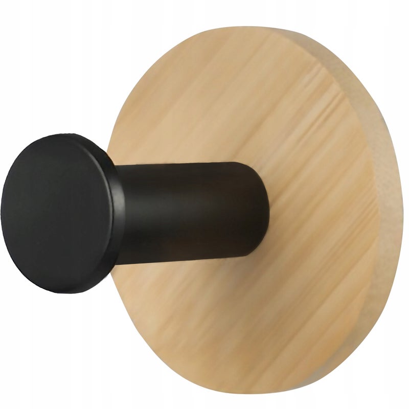 Haczyk na ręczniki Sepio ubrania łazienkowy czarny bambus samoprzylepny okrągły