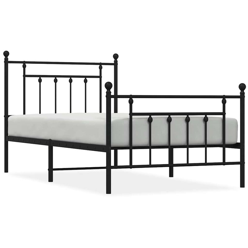 Łóżko Metalowe Czarne Rama Łóżka Ze Stelażem Do Pokoju Sypialni 100x190cm
