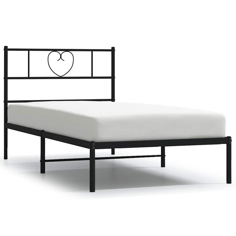 Łóżko Metalowe Czarne Rama Łóżka Ze Stelażem Do Pokoju Sypialni 100x200 cm
