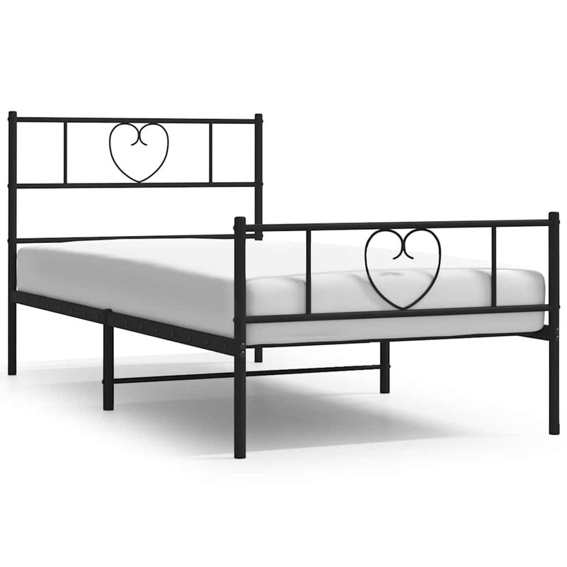 Łóżko Metalowe Czarne Rama Łóżka Ze Stelażem Do Pokoju Sypialni 100x190cm