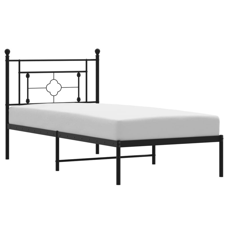 Łóżko Metalowe Czarne Rama Łóżka Ze Stelażem Do Pokoju Sypialni 90x190 cm