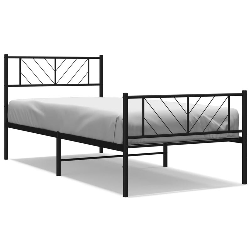 Łóżko Metalowe Czarne Rama Łóżka Ze Stelażem Do Pokoju Sypialni 90x200 cm