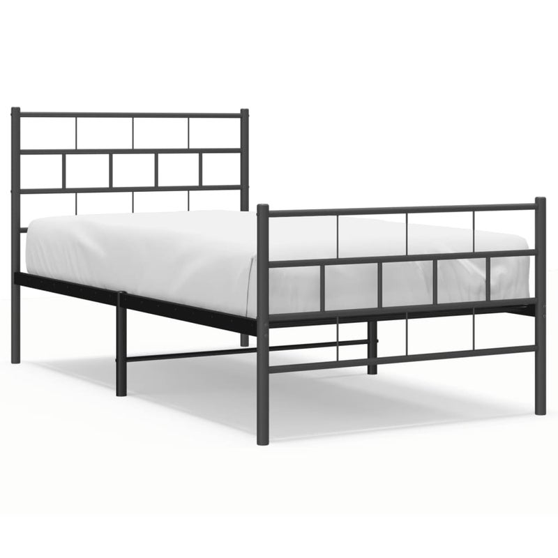 Łóżko Metalowe Czarne Rama Łóżka Ze Stelażem Do Pokoju Sypialni 107x203cm