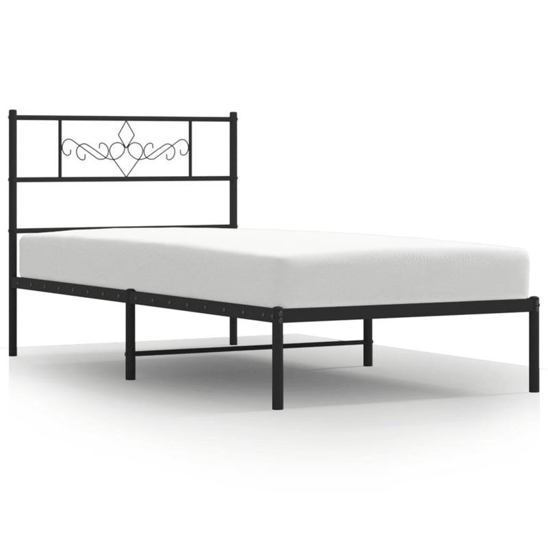 Łóżko Metalowe Czarne Rama Łóżka Ze Stelażem Do Pokoju Sypialni 90x200 cm