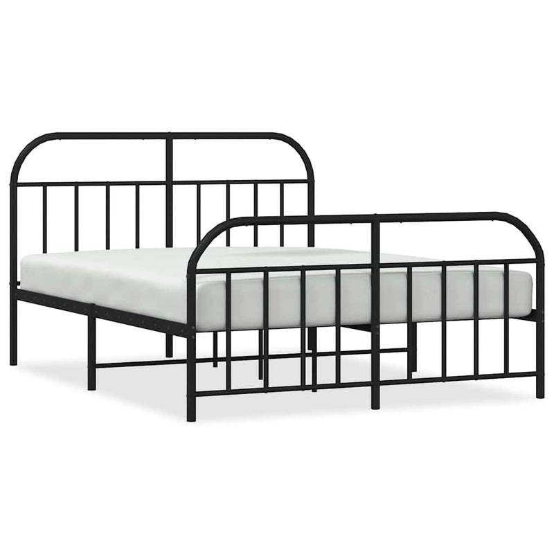 Łóżko Metalowe Czarne Rama Łóżka Ze Stelażem Do Pokoju Sypialni 135x190cm