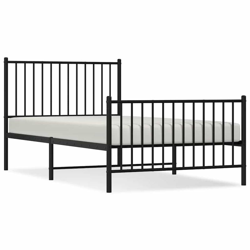 Łóżko Metalowe Czarne Rama Łóżka Ze Stelażem Do Pokoju Sypialni 100x190cm