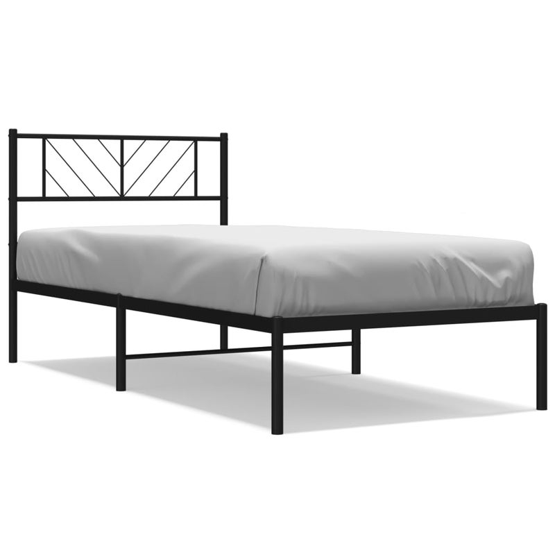 Łóżko Metalowe Czarne Rama Łóżka Ze Stelażem Do Pokoju Sypialni 90x190 cm