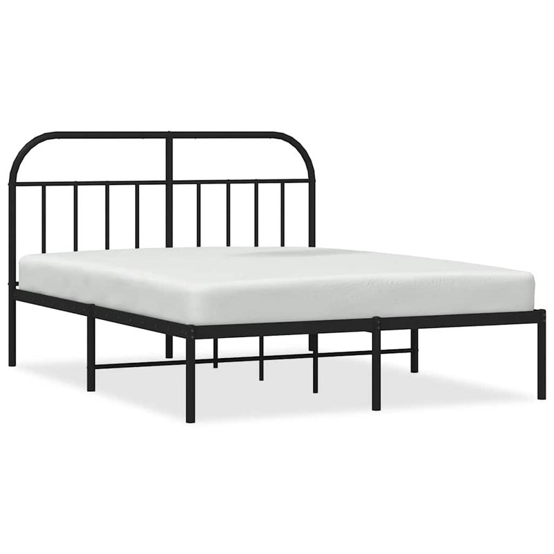 Łóżko Metalowe Czarne Rama Łóżka Ze Stelażem Do Pokoju Sypialni 135x190 cm