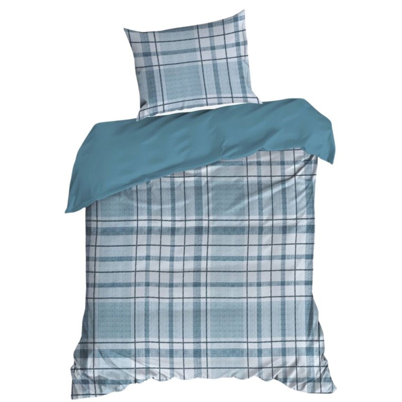 Pościel SPRING/95 niebieska krata 140x200 cm bawełna