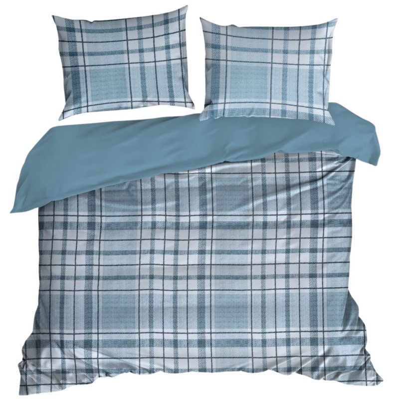 Pościel SPRING/95 niebieska krata 160x200 cm bawełna