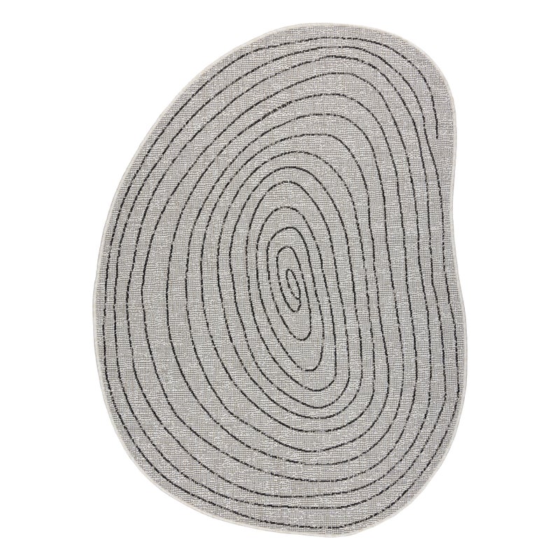 Dywan ORGANIC 2743 sizal Pień, słój drzewa ecru / czarny - naturalny, nowoczesny nieregularny kształt 133x190 cm