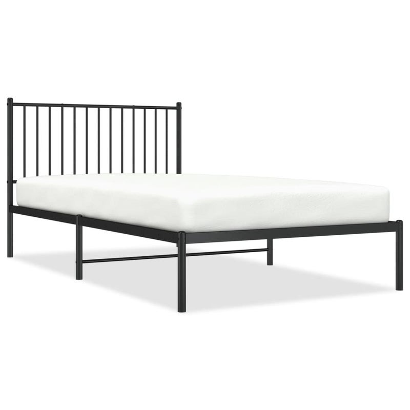 Łóżko Metalowe Czarne Rama Łóżka Ze Stelażem Do Pokoju Sypialni 107x203 cm