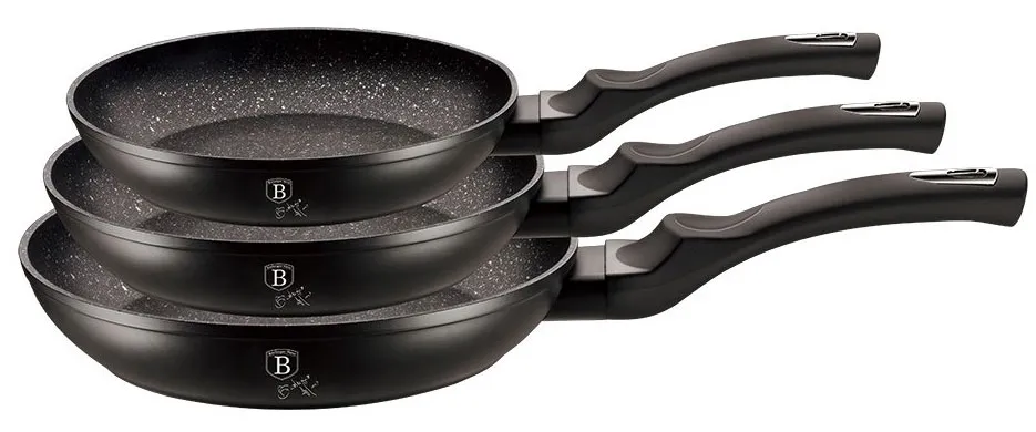 Czarny zestaw 3 aluminiowych patelni - Tulami 10X