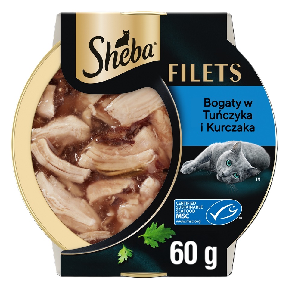 SHEBA Filets z kurczakiem i tuńczykiem w sosie 60 g mokra karma dla kotów