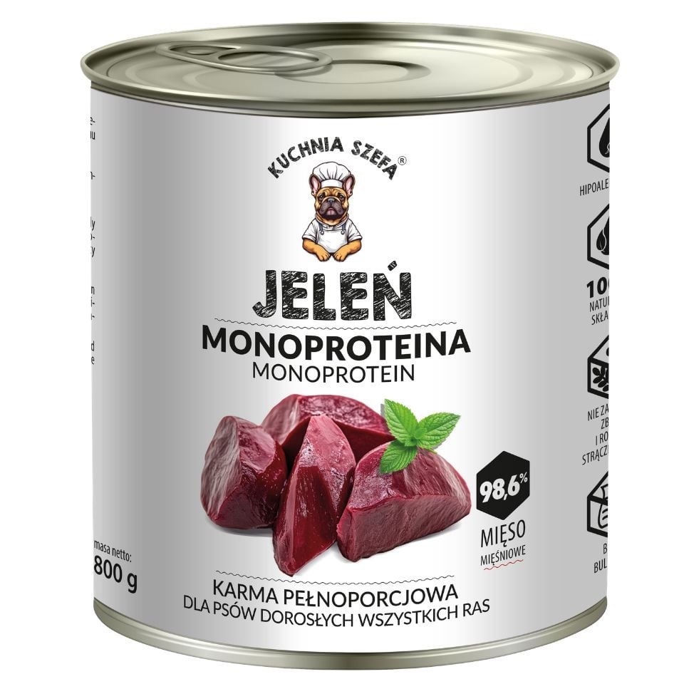 KUCHNIA SZEFA Monoproteina Jeleń 800g mokra karma dla psów