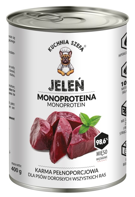KUCHNIA SZEFA Monoproteina Jeleń 400g mokra karma dla psów