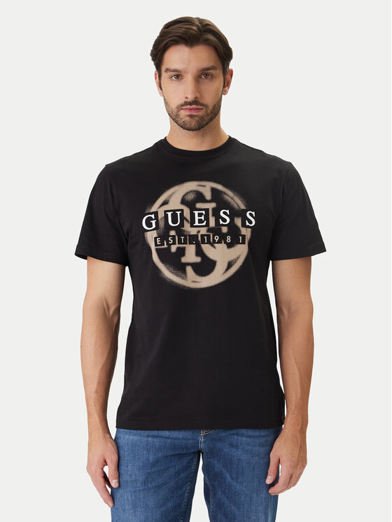 Guess T-Shirt M6GI09 K2989 Czarny Regular Fit