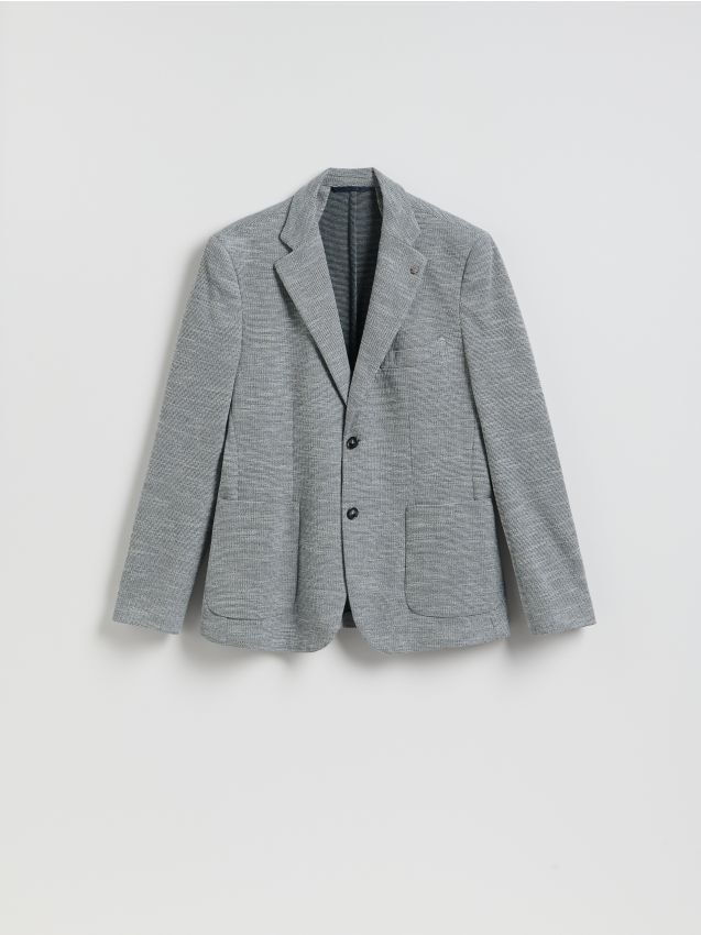 Reserved - Dzianinowa marynarka slim fit - szary