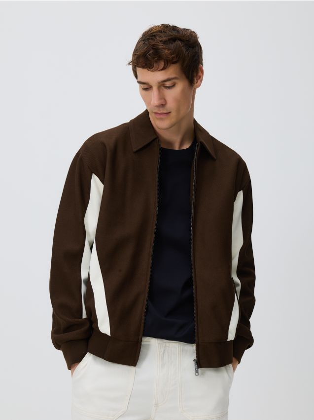 Reserved - Kurtka z kołnierzem - ciemnobrązowy