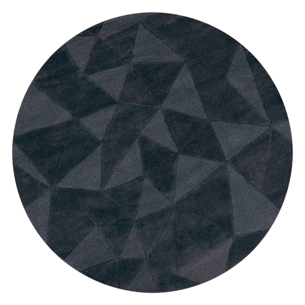 Antracytowy wełniany okrągły dywan tkany ręcznie ø 160 cm Shard Charcoal – Flair Rugs