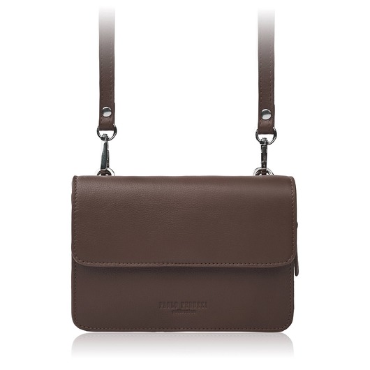 Mała torebka damska skórzana kopertówka 2w1 brązowa AY-21-BR