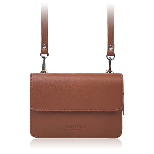 Mała torebka damska skórzana kopertówka 2w1 koniakowa AY-21-CG