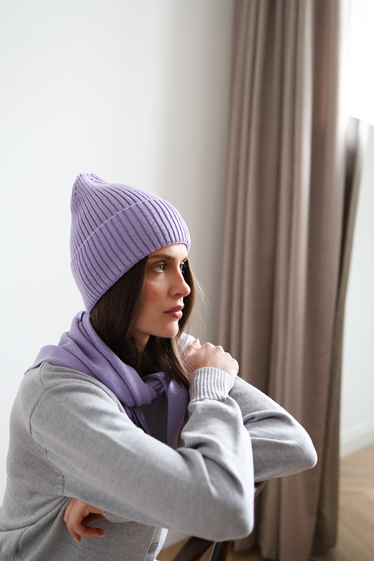 Czapka Simple merino lawendowa