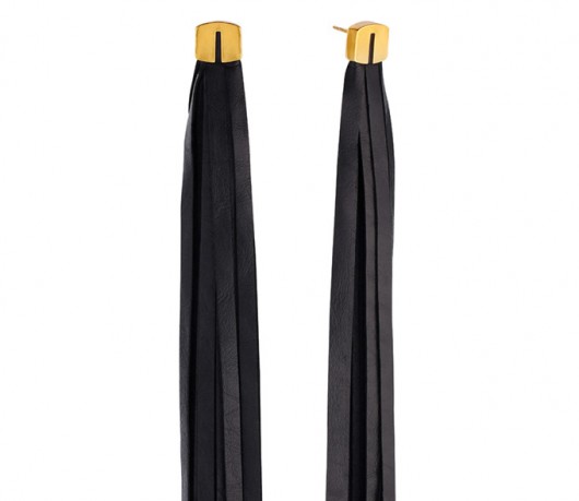 Kolczyki chwosty Long Tassel Leather Earrings in Gold