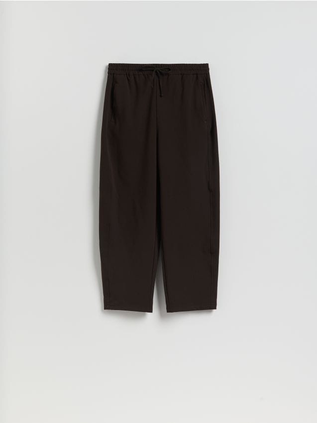 Reserved - Spodnie barrel leg - ciemnobrązowy