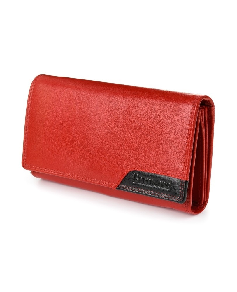 Damski Skórzany Portfel BELTIMORE Klapka Na Bilon Długi Skóra Licowa Solidny 17,5 x 9,5 [cm] W Eleganckim Pudełku BTM042 RFID