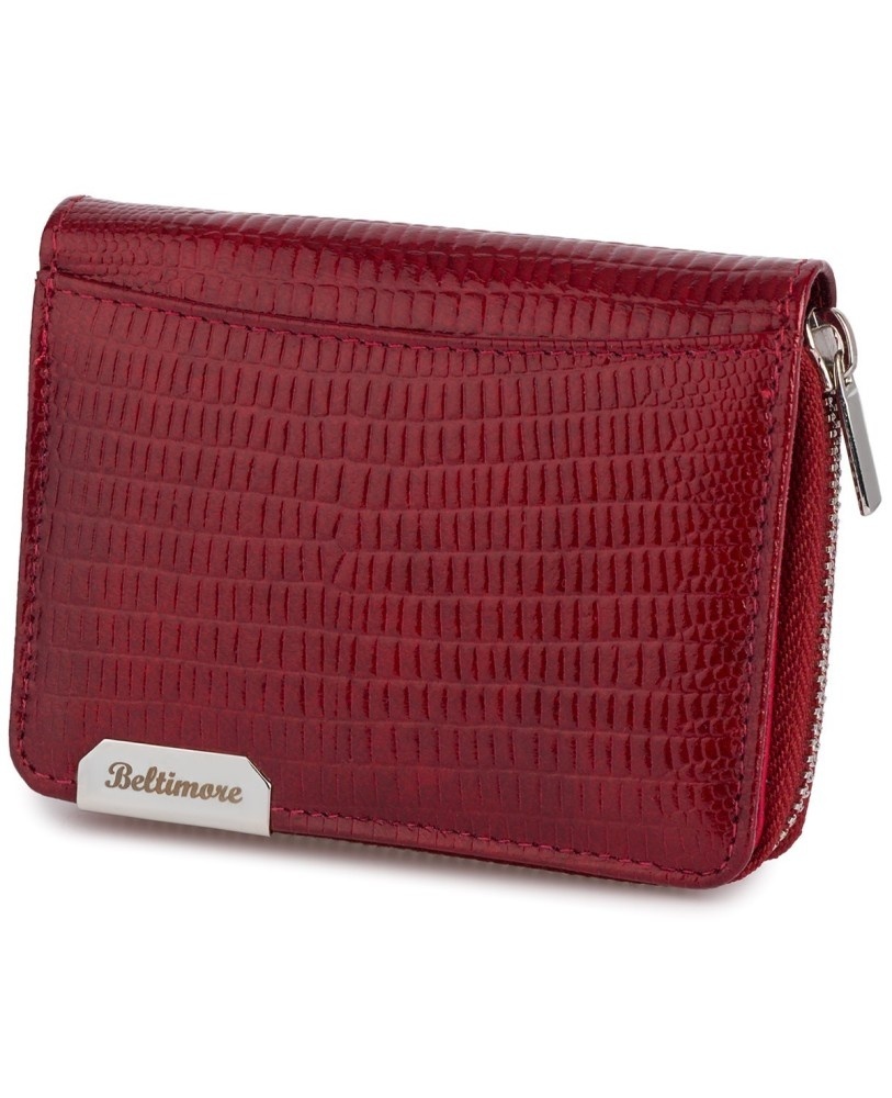 Damski Skórzany Portfel BELTIMORE Mały Z Metalowym Suwakiem Skóra Licowa 10,5 x 8 [cm] Eleganckie Pudełko BTM05 RFID