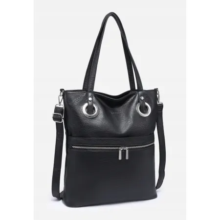 Pojemna Praktyczna Torebka Damska Czarna Torba LUIGISANTO Shopper A4