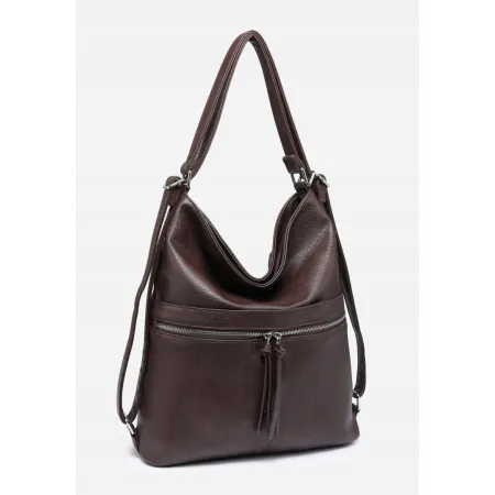 Stylowa Brązowa Torebka Damska Worek Shopper 2w1 Plecak LUIGISANTO