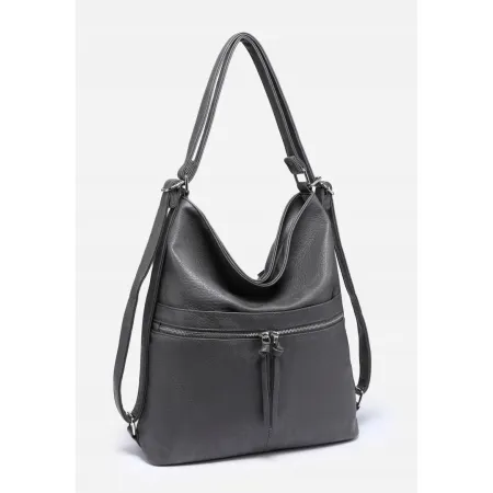 Stylowa Szara Torebka Damska Worek Shopper 2w1 Plecak LUIGISANTO