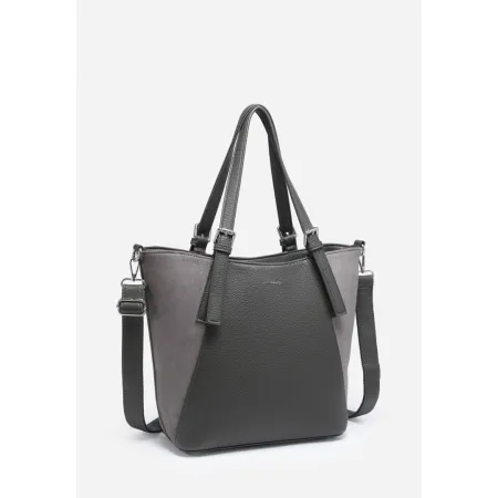 Pojemna Torebka Damska Szara Shopper Torba na Ramię LUIGISANTO Z Zamszem