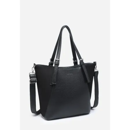 Pojemna Torebka Damska Czarna Shopper Torba na Ramię LUIGISANTO Z Zamszem
