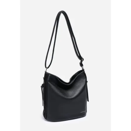 Pojemna Elegancka Listonoszka Czarna Torebka Damska LUIGISANTO Z Zamszem