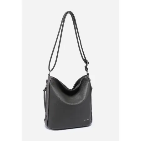 Pojemna Elegancka Listonoszka Szara Torebka Damska LUIGISANTO Z Zamszem