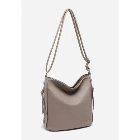 Pojemna Elegancka Listonoszka Beżowa Torebka Damska LUIGISANTO Z Zamszem