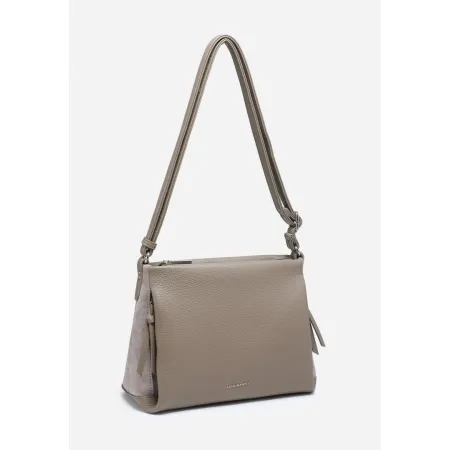 Klasyczna Elegancka Beżowa Listonoszka Torebka Damska LUIGISANTO Z Zamszem
