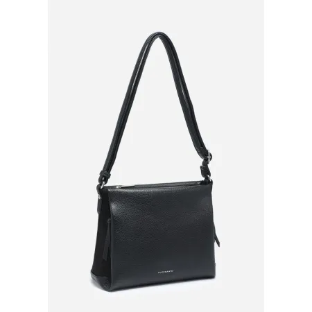 Klasyczna Elegancka Czarna Listonoszka Torebka Damska LUIGISANTO Z Zamszem