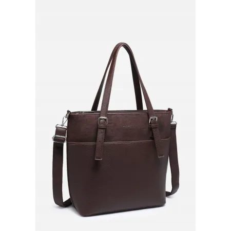 Modna Torebka Damska Brązowa Torba LUIGISANTO Shopper Z Zamszem