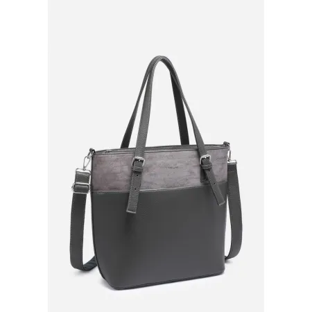 Modna Torebka Damska Szara Torba LUIGISANTO Shopper Z Zamszem