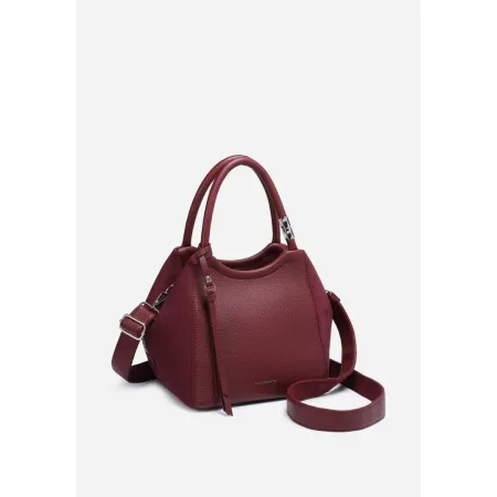 Stylowa Torebka Bordowa Torba Damska Do Ręki Pasek LUIGISANTO Z Zamszem