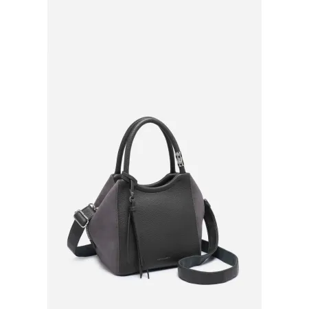 Stylowa Torebka Szara Torba Damska Do Ręki Pasek LUIGISANTO Z Zamszem