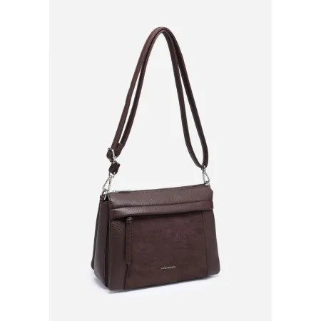 Modna Elegancka Listonoszka Torebka Damska LUIGISANTO Brązowa Z Zamszem